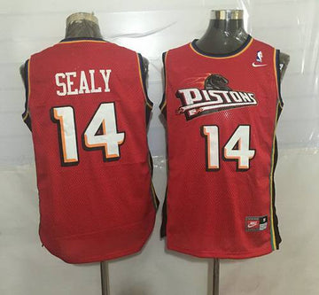 Malik Sealy Detroit Pistons red Throwback jersey