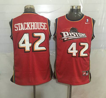 Jerry Stackhouse Detroit Pistons red Throwback jersey
