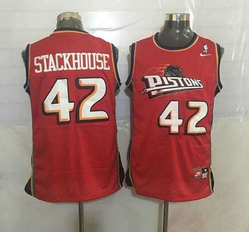 Jerry Stackhouse Detroit Pistons red Throwback jersey