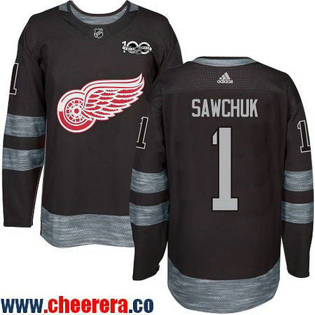 Terry Sawchuk Detroit Red Wings black jersey