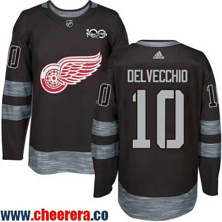Alex Delvecchio Detroit Red Wings black jersey