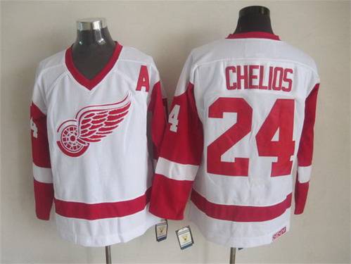 Chris Chelios Detroit Red Wings white Throwback jersey