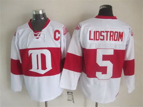 Nicklas Lidstrom Detroit Red Wings white Throwback jersey