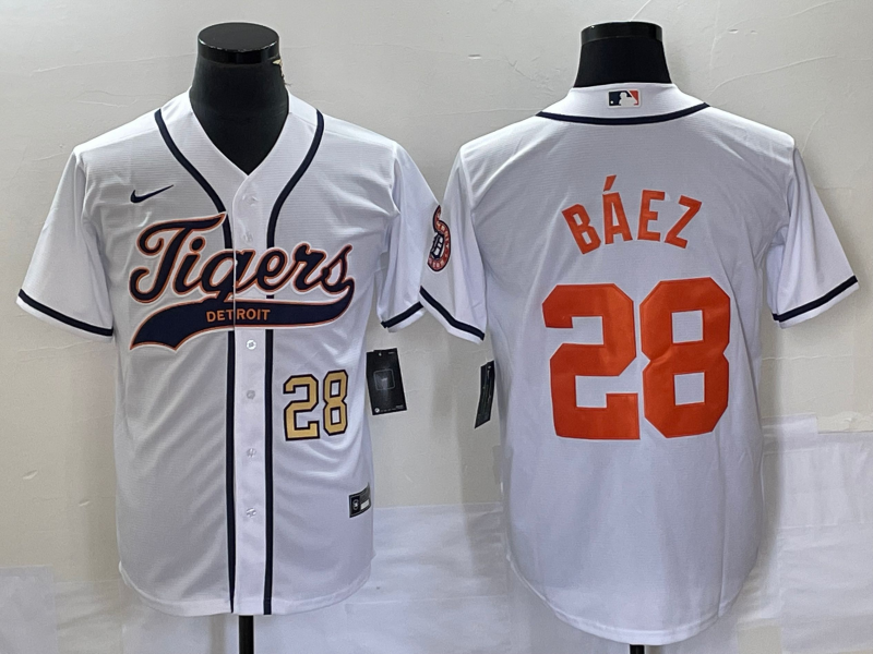 Javier Baez Number Detroit Tigers white jersey