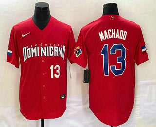 Manny Machado Number Dominican Republic Baseball red Classic jersey