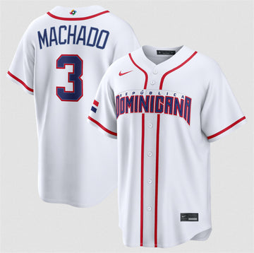 Manny Machado Dominican Republic Baseball white jersey