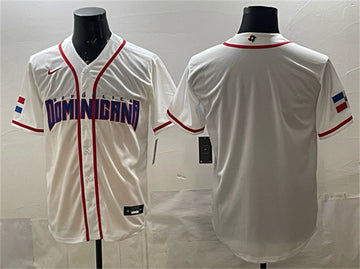 Custom Dominican Republic Baseball white Classic jersey