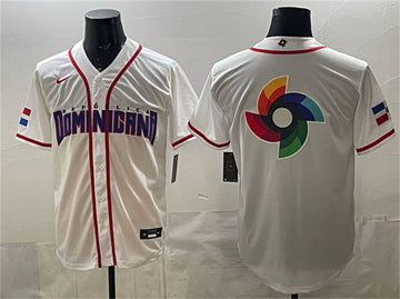 Logo Dominican Republic Baseball white Classic jersey