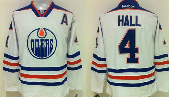 Taylor Hall Reebok Edmonton Oilers white Away jersey