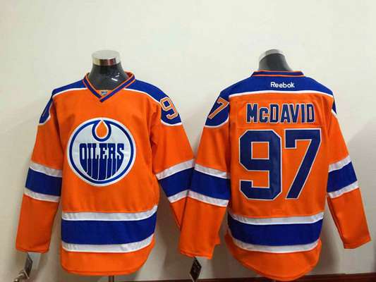 Connor McDavid Edmonton Oilers orange jersey