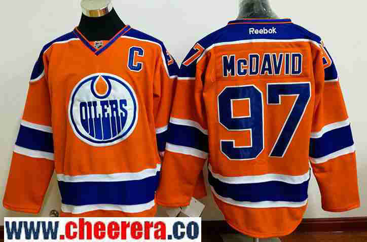 Connor McDavid Edmonton Oilers orange jersey