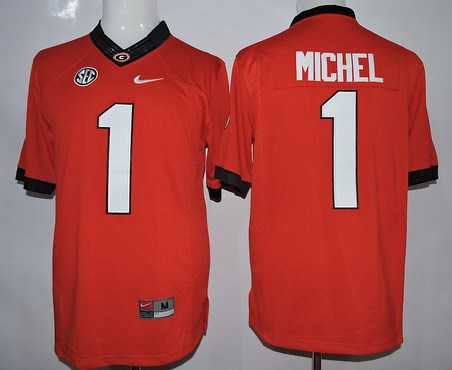 Sony Michel Georgia Bulldogs red Limited jersey