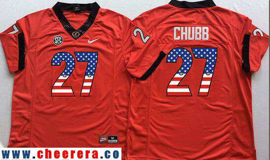 Nick Chubb Georgia Bulldogs red Fashion jersey