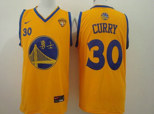 Stephen Curry Chinese Golden State Warriors yellow Authentic jersey
