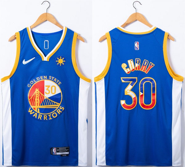 Stephen Curry Golden State Warriors royal jersey