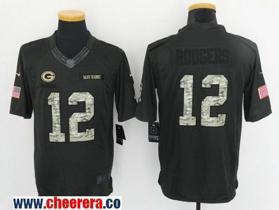 Aaron Rodgers Green Bay Packers black Salute To Service jersey
