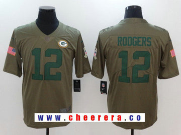 Aaron Rodgers Green Bay Packers olive Salute To Service jersey
