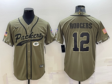 Aaron Rodgers Green Bay Packers olive Salute To Service jersey