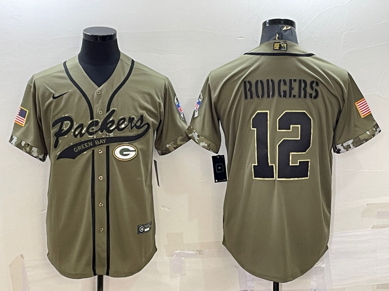 Aaron Rodgers Green Bay Packers olive Salute To Service jersey