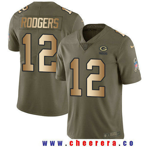 Aaron Rodgers Green Bay Packers olive Salute To Service jersey
