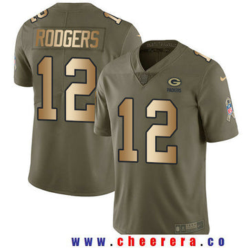 Aaron Rodgers Green Bay Packers olive Salute To Service jersey