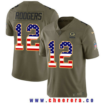 Aaron Rodgers Green Bay Packers olive Salute To Service jersey