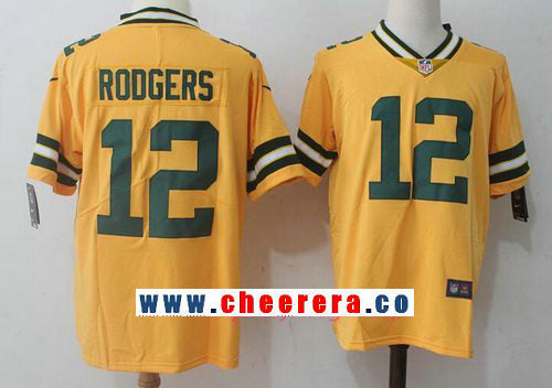 Aaron Rodgers Green Bay Packers yellow Vapor jersey
