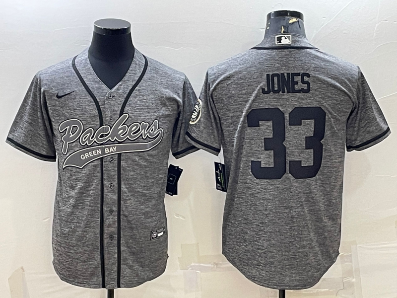 Aaron Jones Green Bay Packers grey jersey