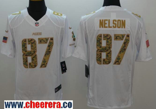 Jordy Nelson Green Bay Packers white Salute To Service jersey