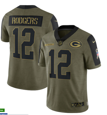 Aaron Rodgers Nike Green Bay Packers olive Salute To Service jersey