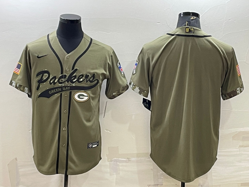 Custom Green Bay Packers olive Salute To Service jersey