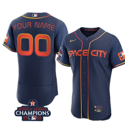 Custom Houston Astros navy City Connect jersey