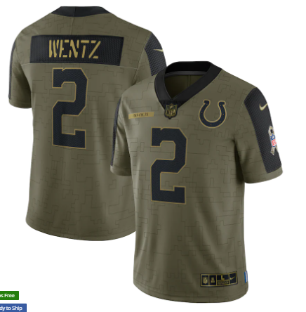 Carson Wentz Nike Indianapolis Colts olive Salute To Service jersey