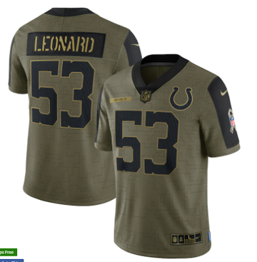 Darius Leonard Nike Indianapolis Colts olive Salute To Service jersey
