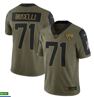Tony Boselli Nike Jacksonville Jaguars olive Salute To Service jersey