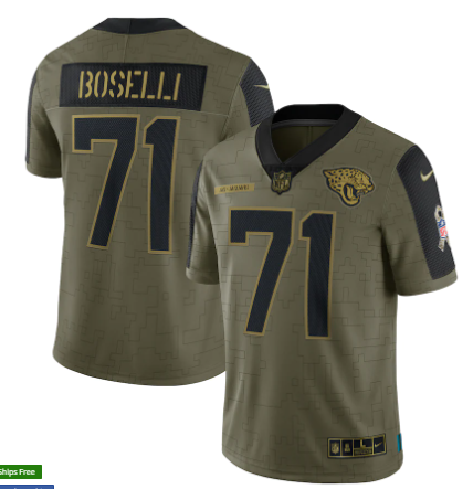 Tony Boselli Nike Jacksonville Jaguars olive Salute To Service jersey