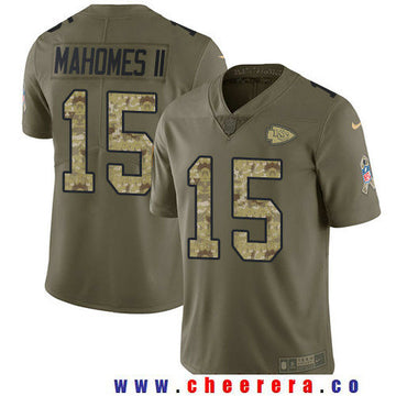 Patrick Mahomes II Kansas City Chiefs olive Salute To Service jersey