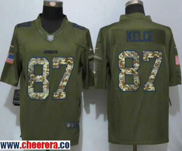 Travis Kelce Kansas City Chiefs green Salute To Service jersey