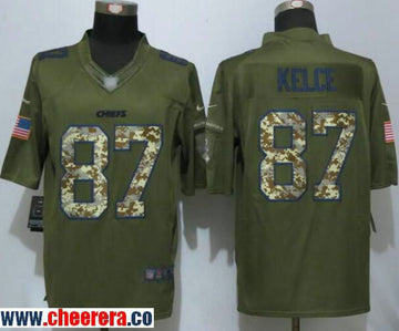 Travis Kelce Kansas City Chiefs green Salute To Service jersey