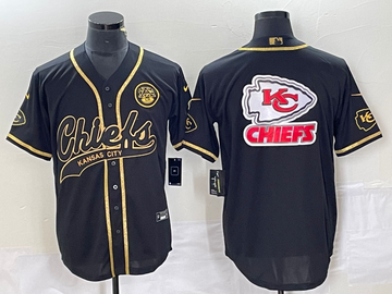 Logo Black Kansas City Chiefs gold jersey