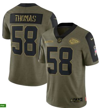 Derrick Thomas Nike Kansas City Chiefs olive Salute To Service jersey