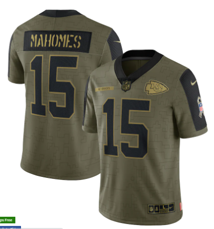 Patrick Mahomes Nike Kansas City Chiefs olive Salute To Service jersey
