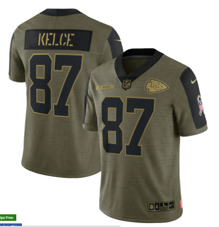Travis Kelce Nike Kansas City Chiefs olive Salute To Service jersey
