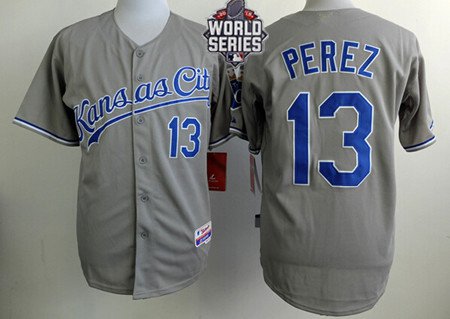 Salvador Perez Kansas City Royals gray Away jersey
