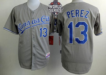 Salvador Perez Kansas City Royals gray Away jersey