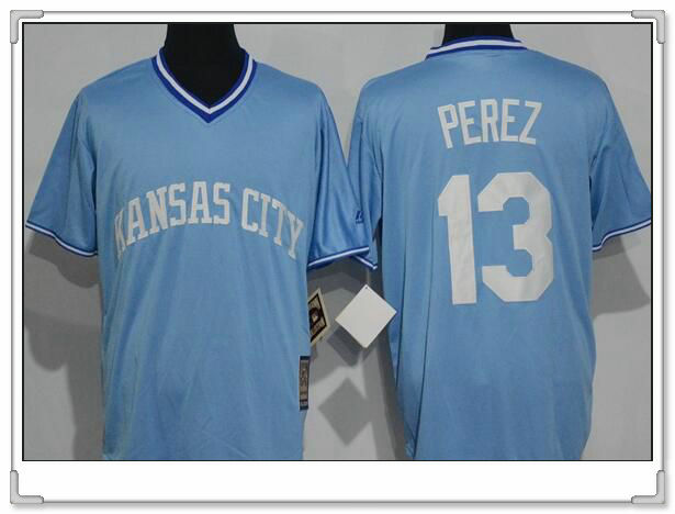 Salvador Perez Kansas City Royals blue Cooperstown jersey