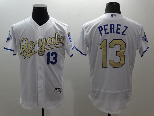 Salvador Perez Majestic Kansas City Royals white jersey
