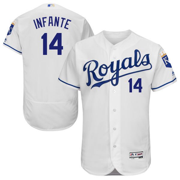 Omar Infante Kansas City Royals white Home jersey