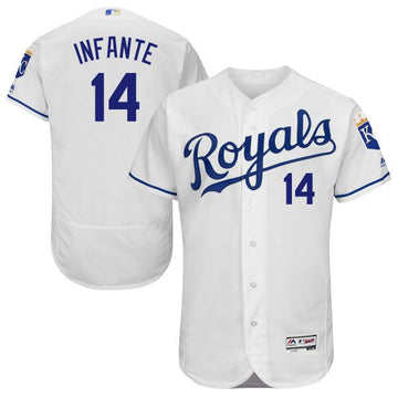 Omar Infante Kansas City Royals white Home jersey