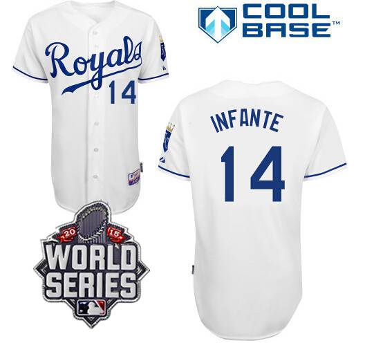Omar Infante Kansas City Royals white Home jersey